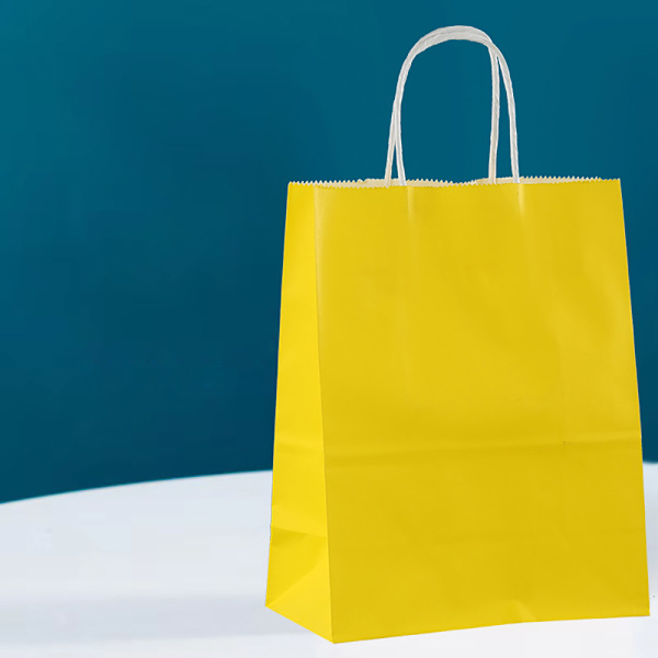 Barnens enfärgade presentpåse i kraftpapper, handväska, hantverk, 10 stycken yellow No,