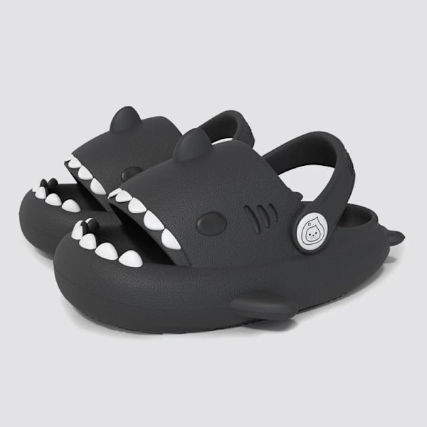 Halkfria sandaler för pojkar och flickor, tecknade hajskor, tjocka och mjuka sulor, sommar grey 140 (internal 14 centimeters)