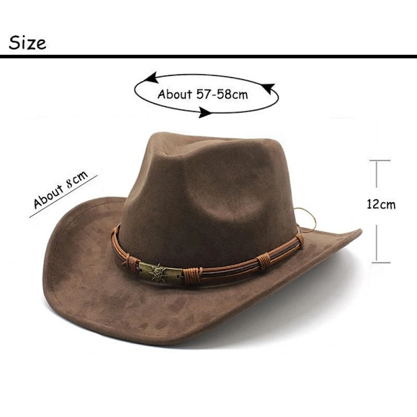 Retro faux mocka cowboyhatt, andningsbar jazz riddare hatt, stor kant gräs countryhatt, vår, enfärgad Khaki No,