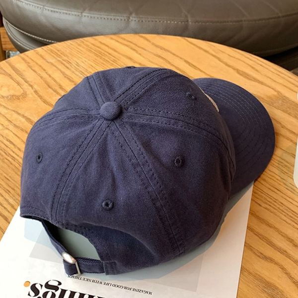 Justerbar basebollkeps för par, mjuk bomullskeps med solskydd, bokstavsbroderi, koreansk stil, hiphop, sommar blue No,