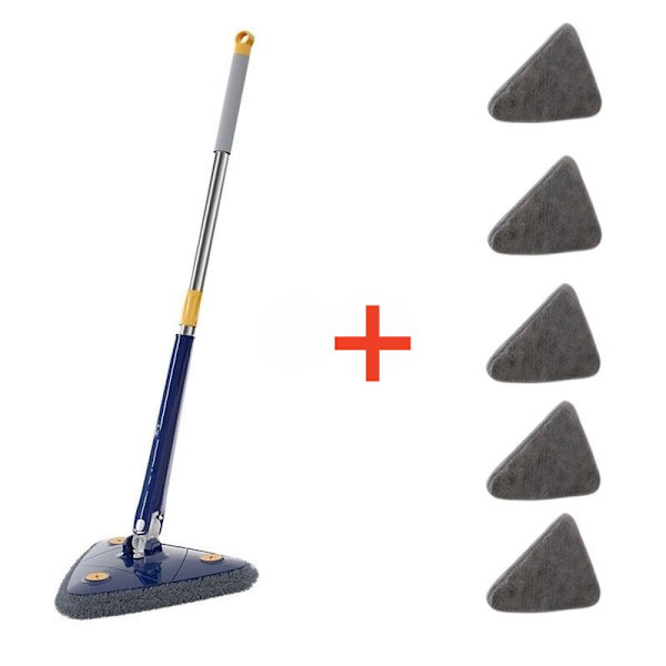 Kraftfull triangulär mopp, 360 graders teleskopisk roterande tillbehör, justerbar, absorberande, lämplig för både torr och våt användning 5 pieces No,
