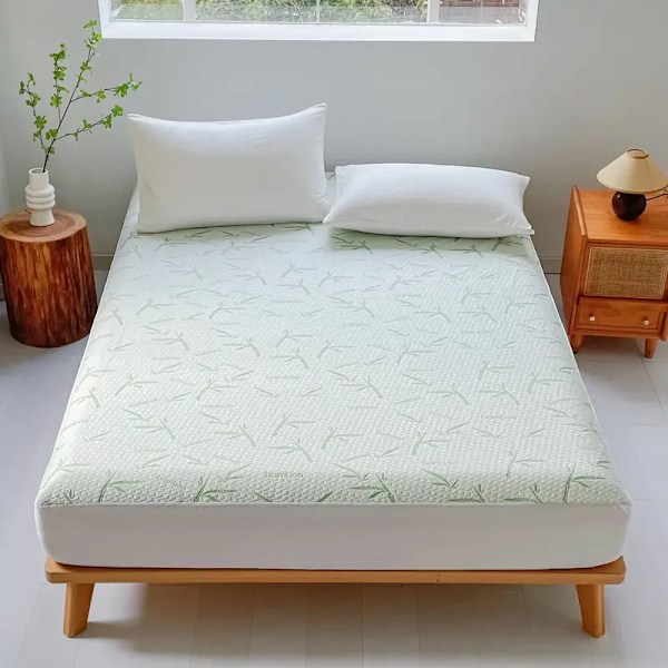 Vattentät bambu madrasskydd, utan örngott, andningsbart lakan, 6-14 tum djupt ficka, 1 styck green 140x190x30cm