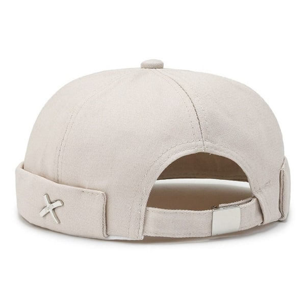 Vinglös dockhatt för pojkar och flickor i tvättstil, utomhus justerbar retro bomullsdomhatt, enfärgad melonhatt Beige No,