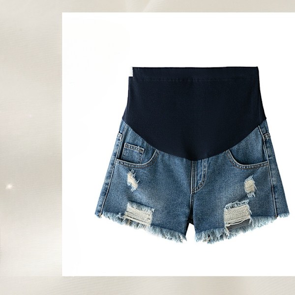 Gravida kvinnor sommar låg midja jeans shorts 6 L