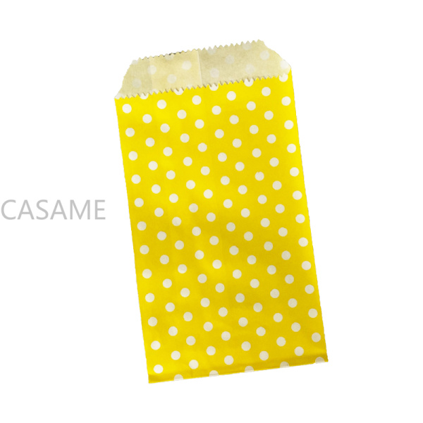 50 små påsar, mini prickar kraftpapperspåsar, bröllopsfest inbjudningskort, presentpåsar Yellow dots No,