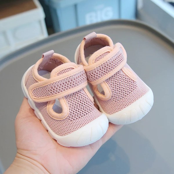 Andningsbara mesh-sandaler för män och kvinnor, halkfria skor för spädbarn i åldern 0 till 3 år pinkish 19 (insole 14.5cm)