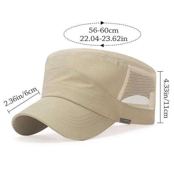 Andningsbar herrbasebollkeps, casual flat cap, justerbar, UV-beständig, lämplig för utomhusbruk, vår och sommar Green Army No,