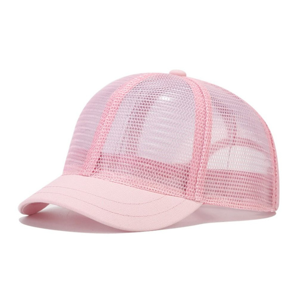 Herr full nät baseball keps, casual kort ving keps, snabbtorkande, smal solskydd, enfärgad Pink No,