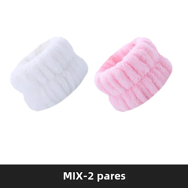 Tvätta handleder med mjuka mikrofiberband, ansiktshandledsskydd, absorberande, fuktbeständiga White Pink No,