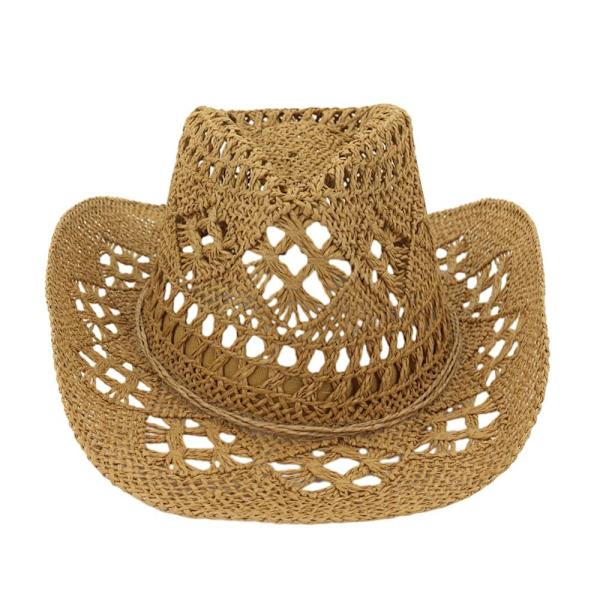 Western cowboyhatt med solskydd, andningsbar handvävd jazzhatt, utomhus bred vingad halmhatt, sommar Khaki No,