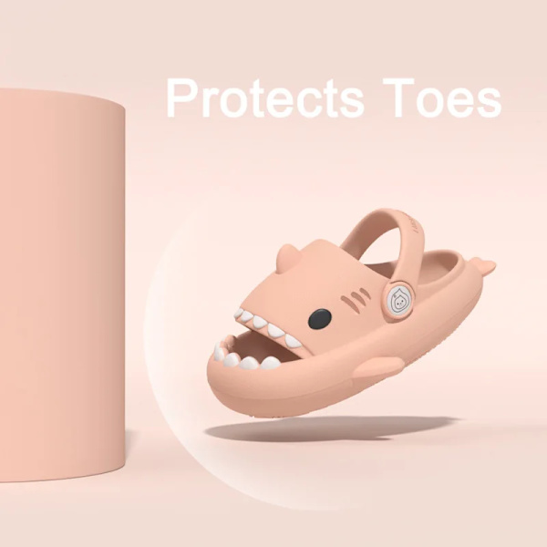 Halkfria sandaler för pojkar och flickor, tecknade hajskor, tjocka och mjuka sulor, sommar Deep green 210 (internal 21 centimeters)