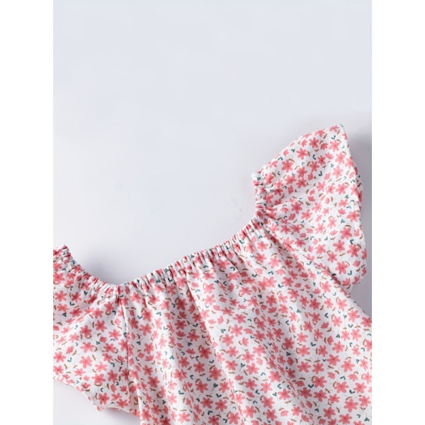 Nyfödd baby overall med blommigt tryck och pannbandsärmar, tillverkad av bomull för sommarkläder för både pojkar och flickor Watermelon Net 80