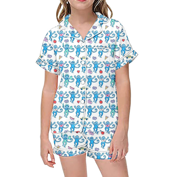 Barnens pyjamas med kanintryck, kortärmad T-shirt och shorts, 2 pyjamas The blue sky 8-9 years