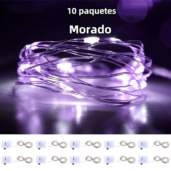 10-pack LED-ljusslinga i koppartråd, inomhus, fest, bröllop, jul, födelsedag, blommor, 3 lägen, 1 m, 39 tum None+0.5W XJN100PU