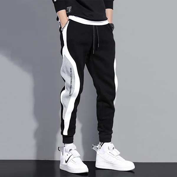 Herrar Casual Lösa Vida Byxor, Nio Poäng Retail Sportbyxor, Elastiskt Snöre, Andningsbart, Ankelögla, Höst black EU: 4XL