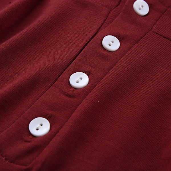 Trendig gravidklänning med knappar och rund halsringning med sju ärmar red XXXL