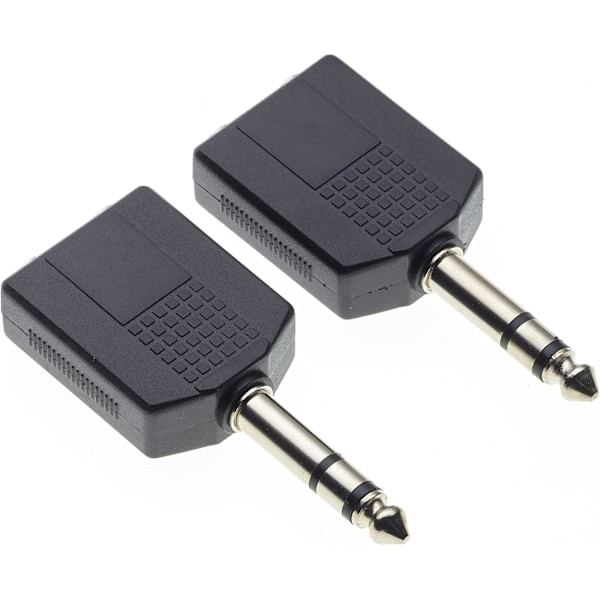 6,35 mm stereo jack till 2x6,35 mm stereo jack distributör, hörlursadapter, 1/4 dual ljudadapter och 2-pack No, No,