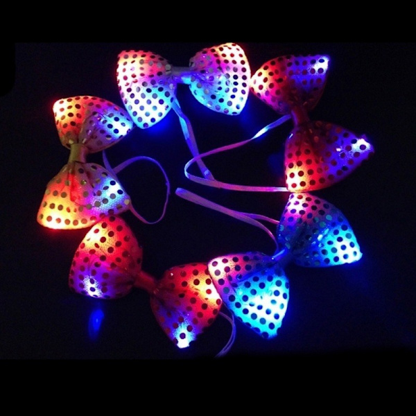 LED-ljus slips för män, paljettslips, slumpmässig färg, 1 st bow No,