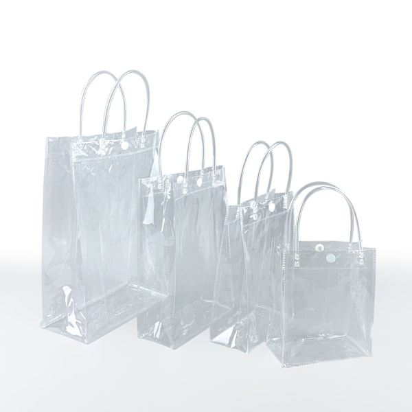 Flerskikts presentpåse med handtag, återanvändbar transparent PVC-presentpåse, butik, födelsedagsfest och bröllopssouvenirer 21x19x14cm 20 pieces