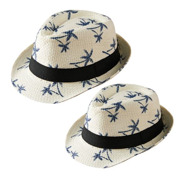 Barnstråhatt med kokosnötsmönster, andningsbar Panama bredbrättad hatt, resor UV-skydd, solhatt, sommar Beige 58 centimeters