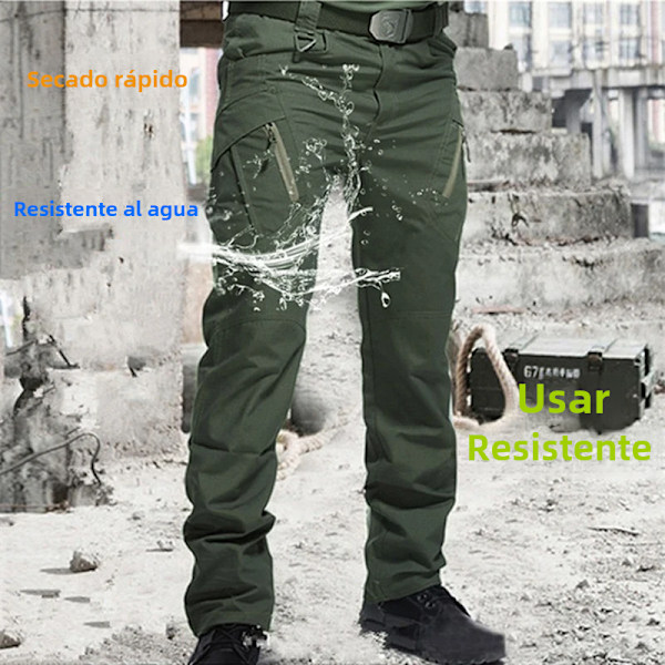 Urban byxor för män, icke-standard träningskläder, slitstarka, vattentäta, multi-ficka, snabbtorkande Khaki 1 EU: 4XL