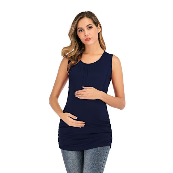 Rundhalsad vård T-shirt, enfärgad, maternal blue XL Company