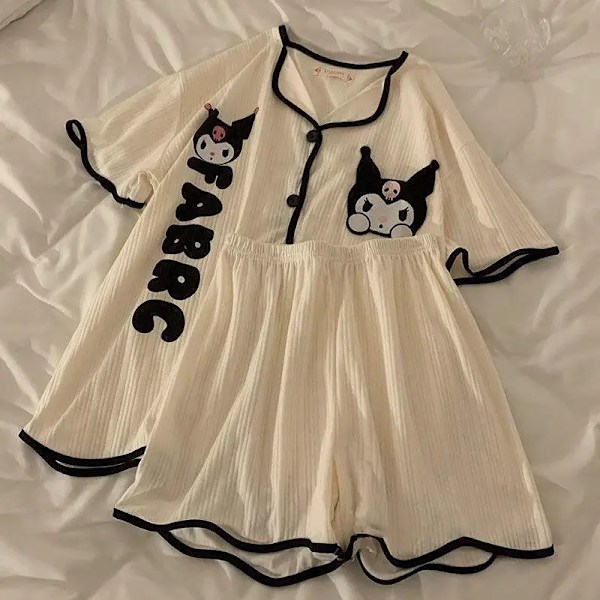 Sanrioed - Barnens 2-delade Kawaii Pyjamas Set, Mjuk Bomullströja, Byxor, Cartoon Heminredning, Kuromi Pochacco Anime, Charmig och Elegant Present D 50-60 kilograms