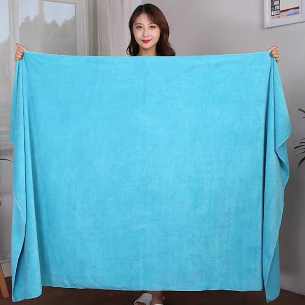 Superabsorberande ultrafina fiberbadhandduk, stor storlek, mjukt snabbtorkande badhandduk, sportstrandhandduk, ny Blue Lake 70x140 centimeters