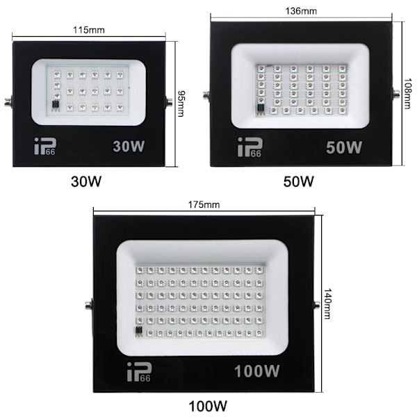 Fjärrstyrd RGB LED-reflektor, 30W, 50W, 100W, IP66, utomhusprojektor, gatubelysning 50W 1 piece No,