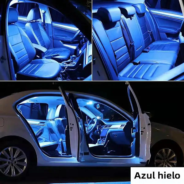 LED-belysning för bilens interiör, Canbus, Seat Leon MK2, MK3, MK1, 1, 2, 3, 1M, 1P, 5F, 1999-2018, karta, kupé, bagageutrymme, interiörbelysningssats Leon (06-12) 9P 8000K Ice Blue