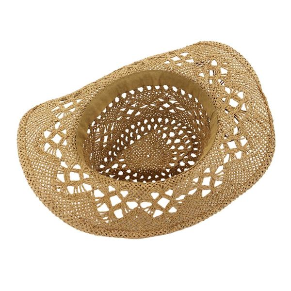 Western cowboyhatt med solskydd, andningsbar handvävd jazzhatt, utomhus bred vingad halmhatt, sommar Khaki No,