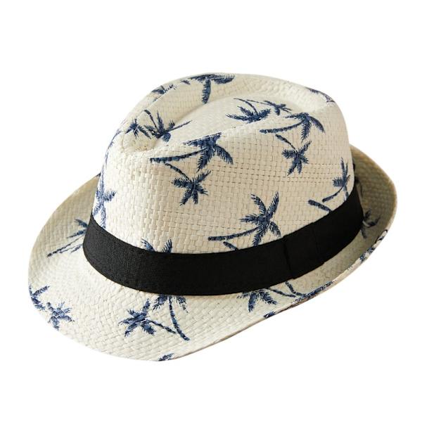 Barnstråhatt med kokosnötsmönster, andningsbar Panama bredbrättad hatt, resor UV-skydd, solhatt, sommar Beige 58 centimeters