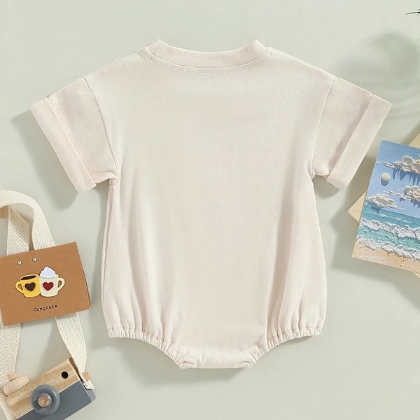 Baby kortärmad Bailey, stor T-shirt, jumpsuit, sommaroutfit Beige Arena 3 meters