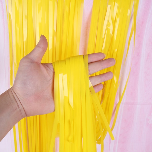 Födelsedagsfest regnbågsguldfolie, enhörningsdekoration, vuxen festfotografering område gardiner, nyhet Macaroni yellow No,