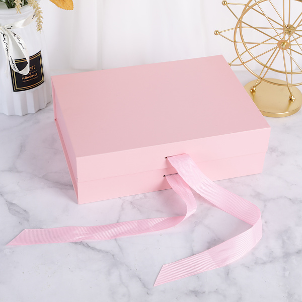 Fällbar integrerad födelsedagspresentlåda, mussla kläder förpackning tom låda, 1 st pinkish 26x19x8cm