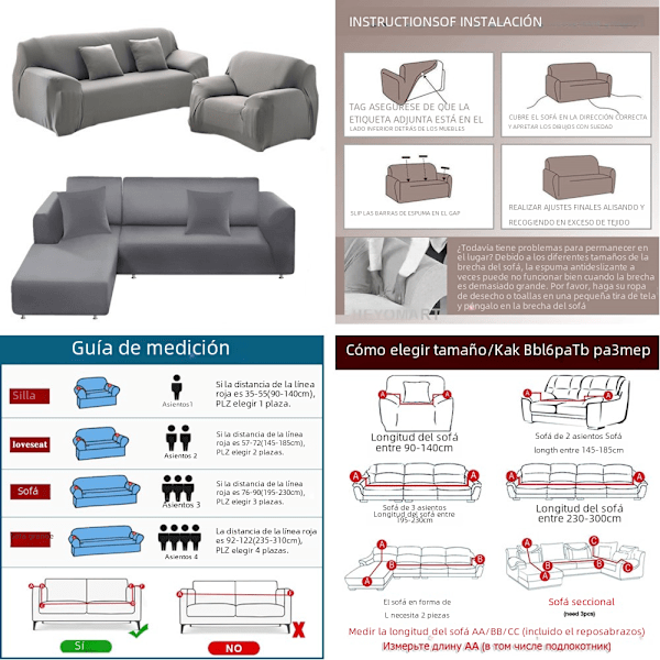 Soffaöverdrag i enfärgad elastisk hörnsoffa i 2 delar navy No,