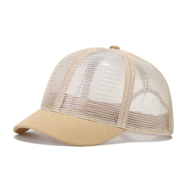 Herr full nät baseball keps, casual kort ving keps, snabbtorkande, smal solskydd, enfärgad Khaki No,