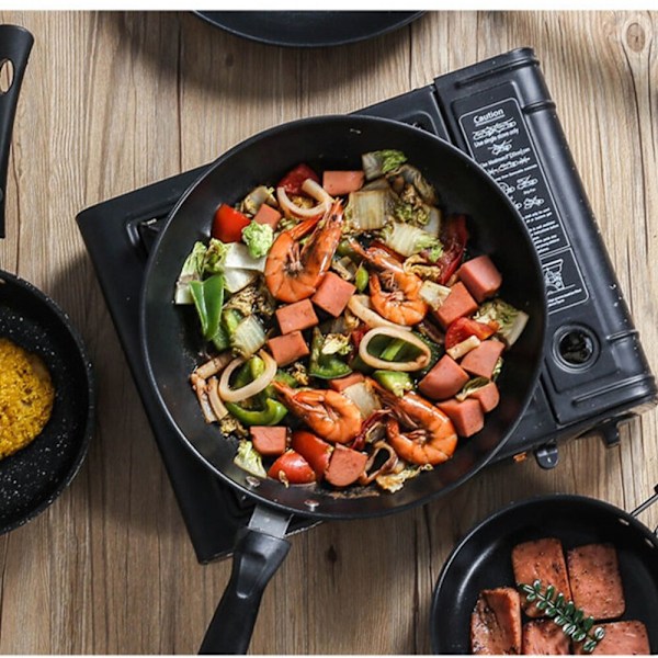 28 cm stekpanna med non-stick beläggning, svart fluorbelagd material, non-stick kastrull black 28 centimeters