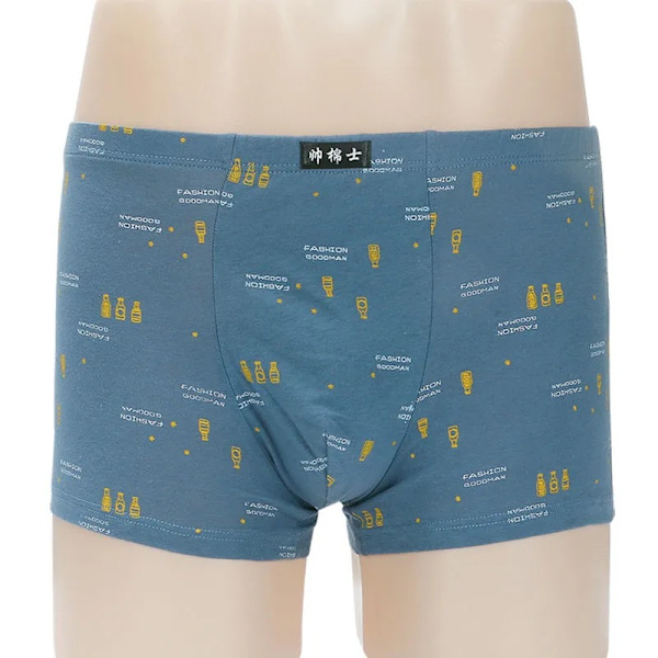 Boxer bomullsunderkläder för män, lösa, andningsbara och bekväma underkläder, 4 hörn, 5 stycken per sats 5P Nine Flat 4XL 75-85 kg
