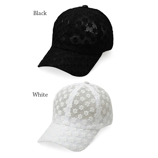 Utomhus justerbar spetsblommig basebollkeps, ihålig solhatt black No,