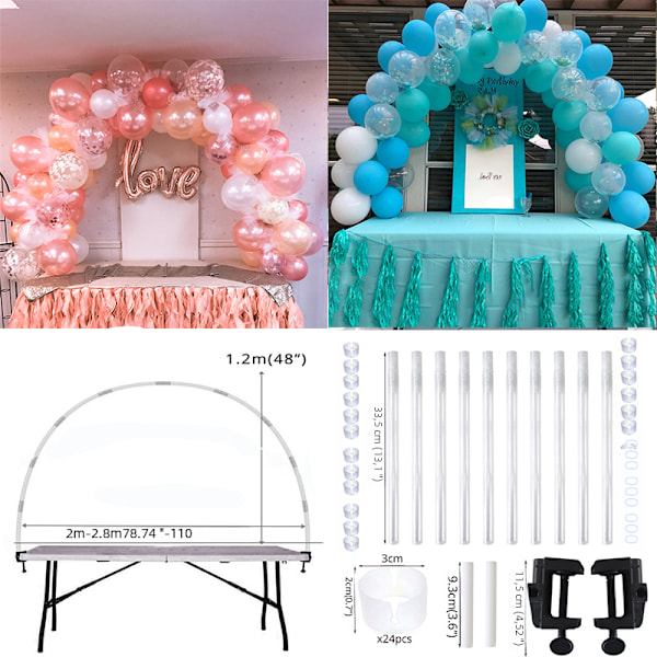 Justerbar ballongbågsfäste, perfekt för födelsedagsdekorationer, babyshower och bröllop i plastmaterial Billiards table No,