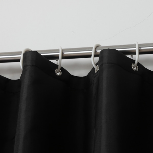 Modern svart duschdraperi, enfärgad vattentät tyg, badrumsskydd med stort bredbandskrok No, W120xH180cm
