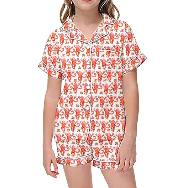 Barnens kanintryck pyjamas set, kortärmad T-shirt och shorts, 2 pyjamas white 10-11 years old