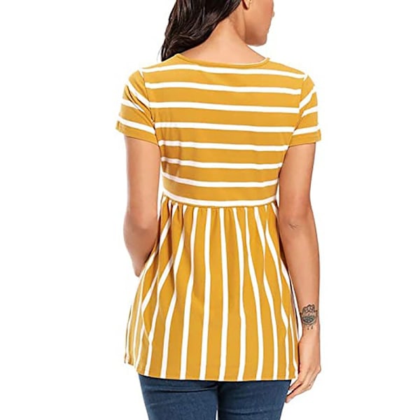 Rundhalsad randig kortärmad gravid T-shirt white L