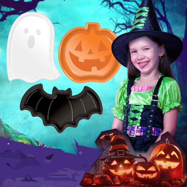 Halloween Dekorativa Plastpaneler, 3 Set med Bat-Mönster Dekorativa Paneler, Spöke Pumpa No, 3 packs