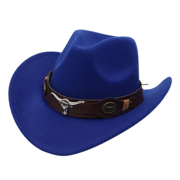 Barnfilt Western cowboyhatt, etnisk stil ko huvud accessoar, mjuk jazz Fedora hatt med ko rem, lockiga vingar, cowboyhatt 10 No,