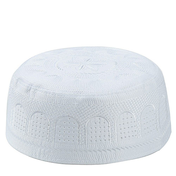 Islamisk broderi arabisk muslimsk huvudduk, bönehatt, muslimsk hatt white No,