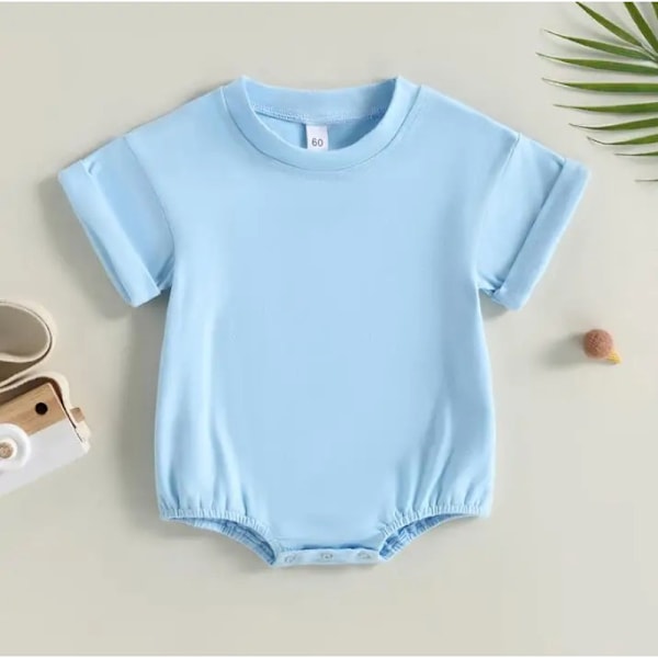 Baby kortärmad Bailey, stor T-shirt, jumpsuit, sommaroutfit blue 6 months