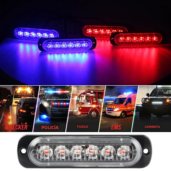 Trådlös nödblixt för bil, automatisk diodlykta, 24 LED, 12V, släpvagn, lastbil, polisvarning blue No,