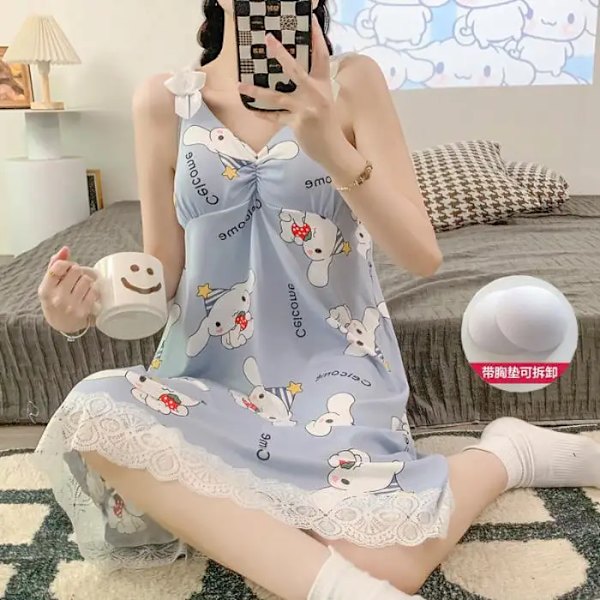 Kvinnors kortärmade sidenpyjamas, tryckta nattlinnen, hög kvalitet, utomhus heminredning A XXL Company